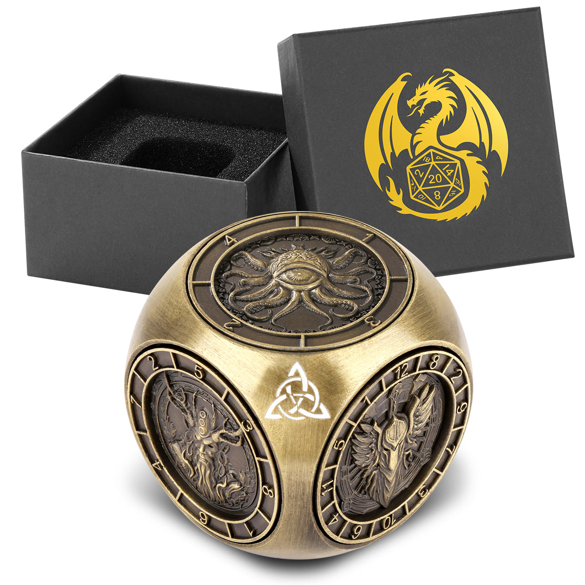 Lorekeeper Hexbound — 6-Pack Mythic D6 Dice Wheel Set | Metal Polyhedral | D&D 5e