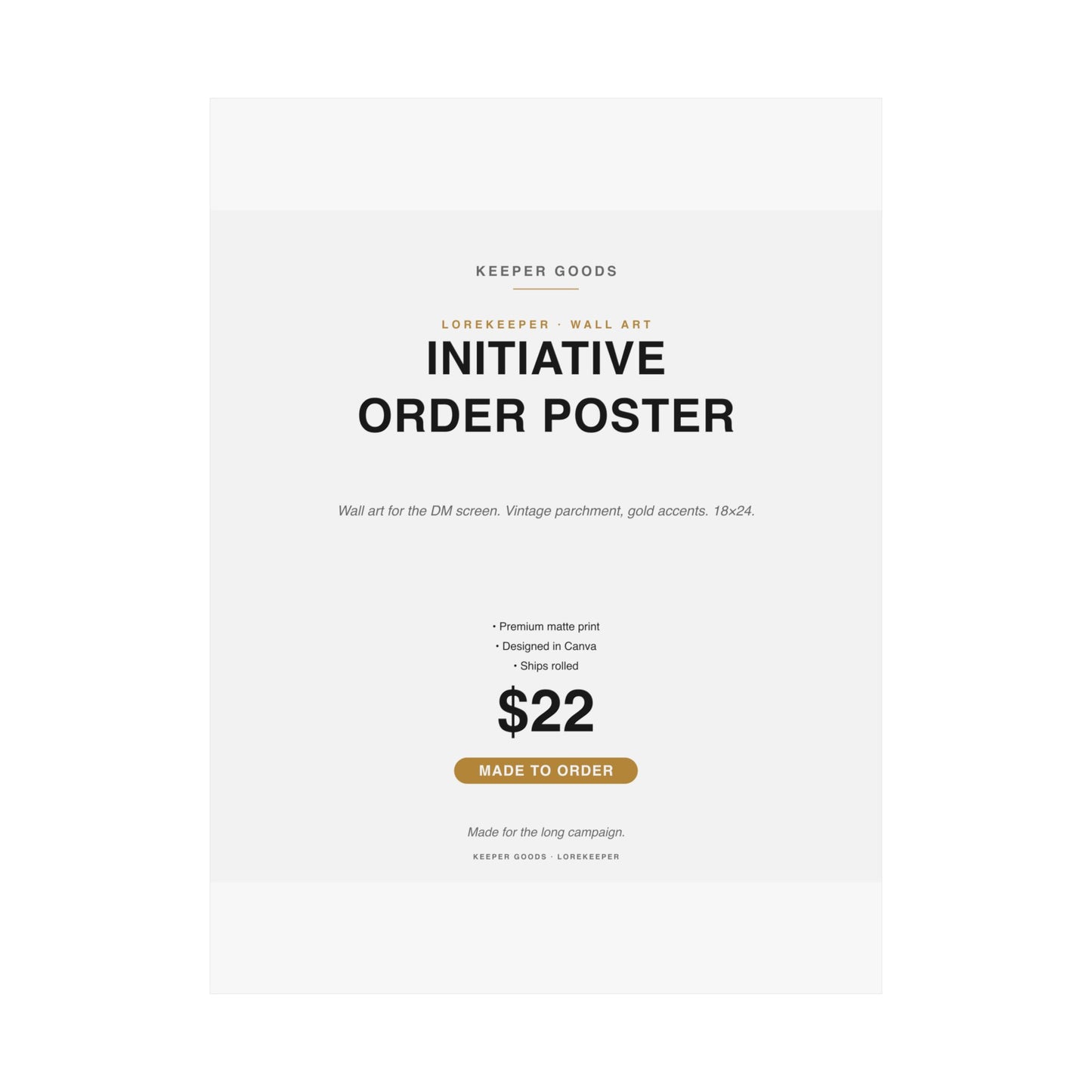 DnD Initiative Order Tracker Poster | 18×24 Matte Wall Art | Dungeon Master Reference Print | 5e Compatible