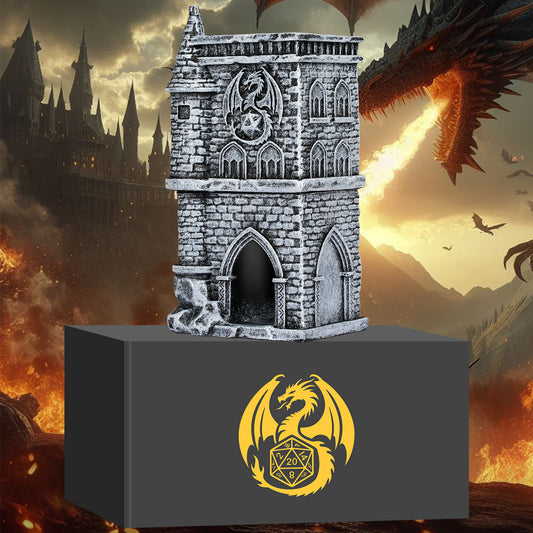 Lorekeeper Keep — Stone Castle Dice Tower | D&D Gothic Roll Tower with Gift Box | 5e Compatible