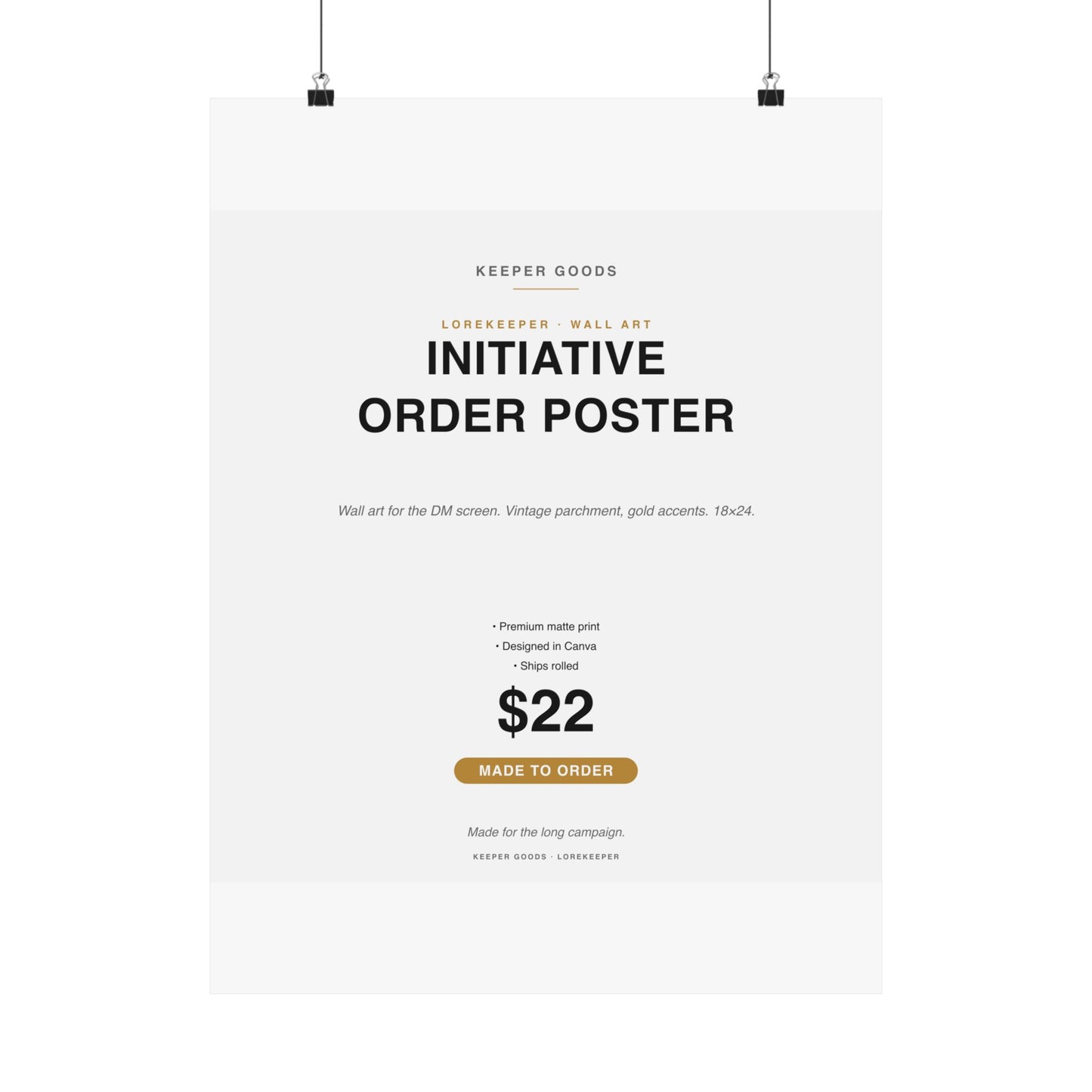 DnD Initiative Order Tracker Poster | 18×24 Matte Wall Art | Dungeon Master Reference Print | 5e Compatible