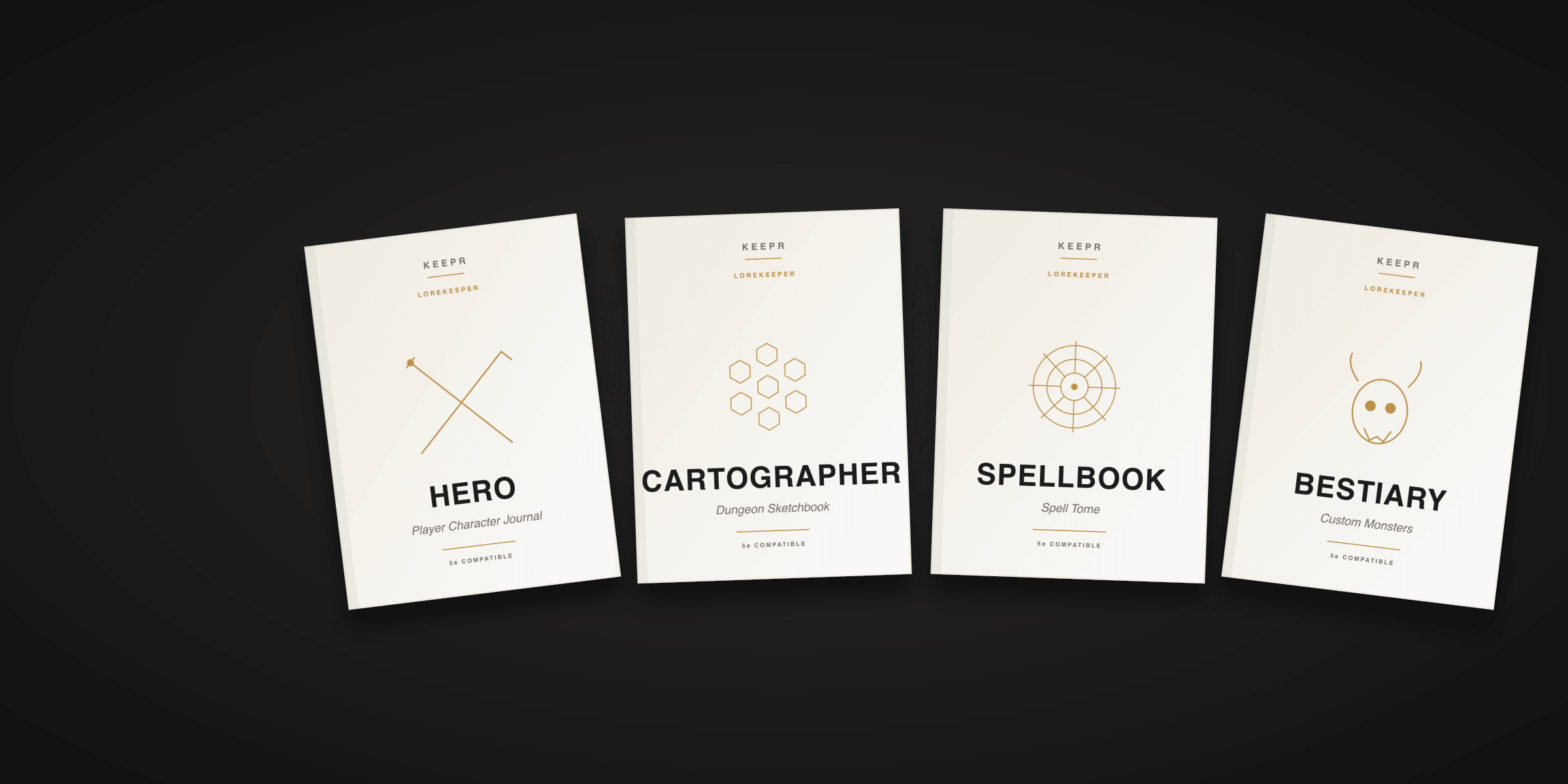 Keepr — premium D&D notebooks (Hero, Cartographer, Spellbook, Bestiary)